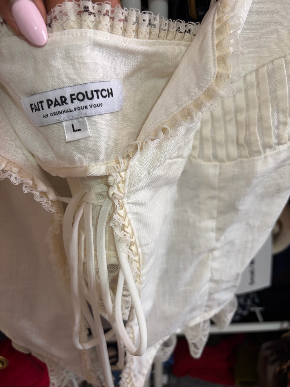 Fait par foutch Ivory Lace-Trim Corset Top - Picture 5 of 6